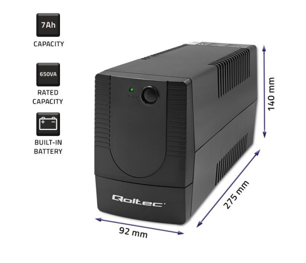 Qoltec UPS Line Interactive | Monolith | 650VA | 360W - 1180151 - zdjęcie 2